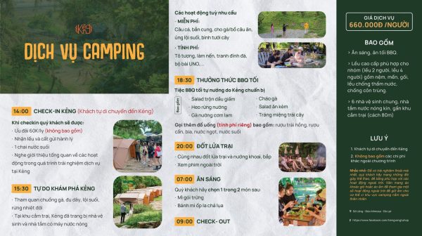 bảng giá dịch vụ kẻng camping