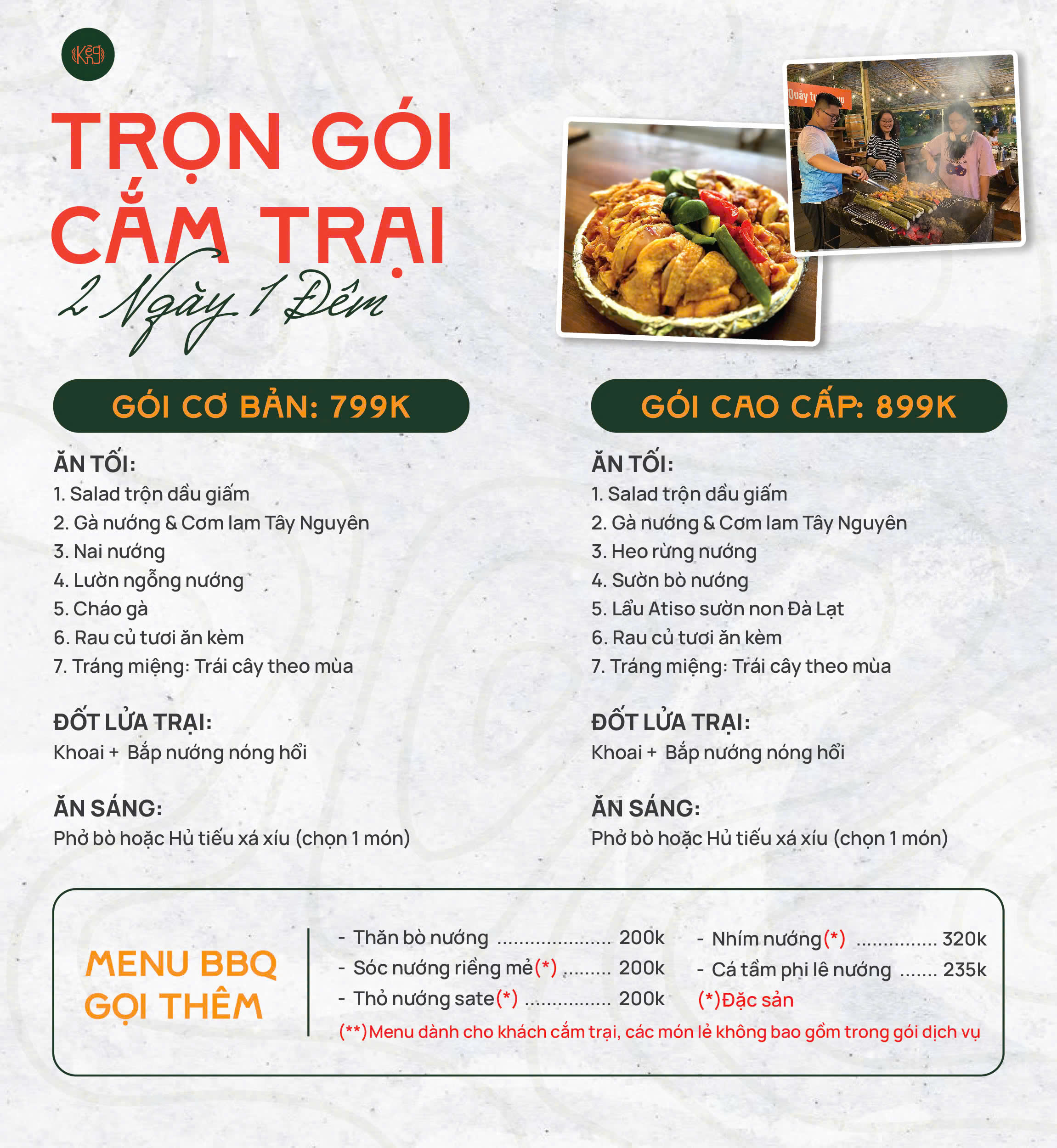 bảng giá tour camping kẻng