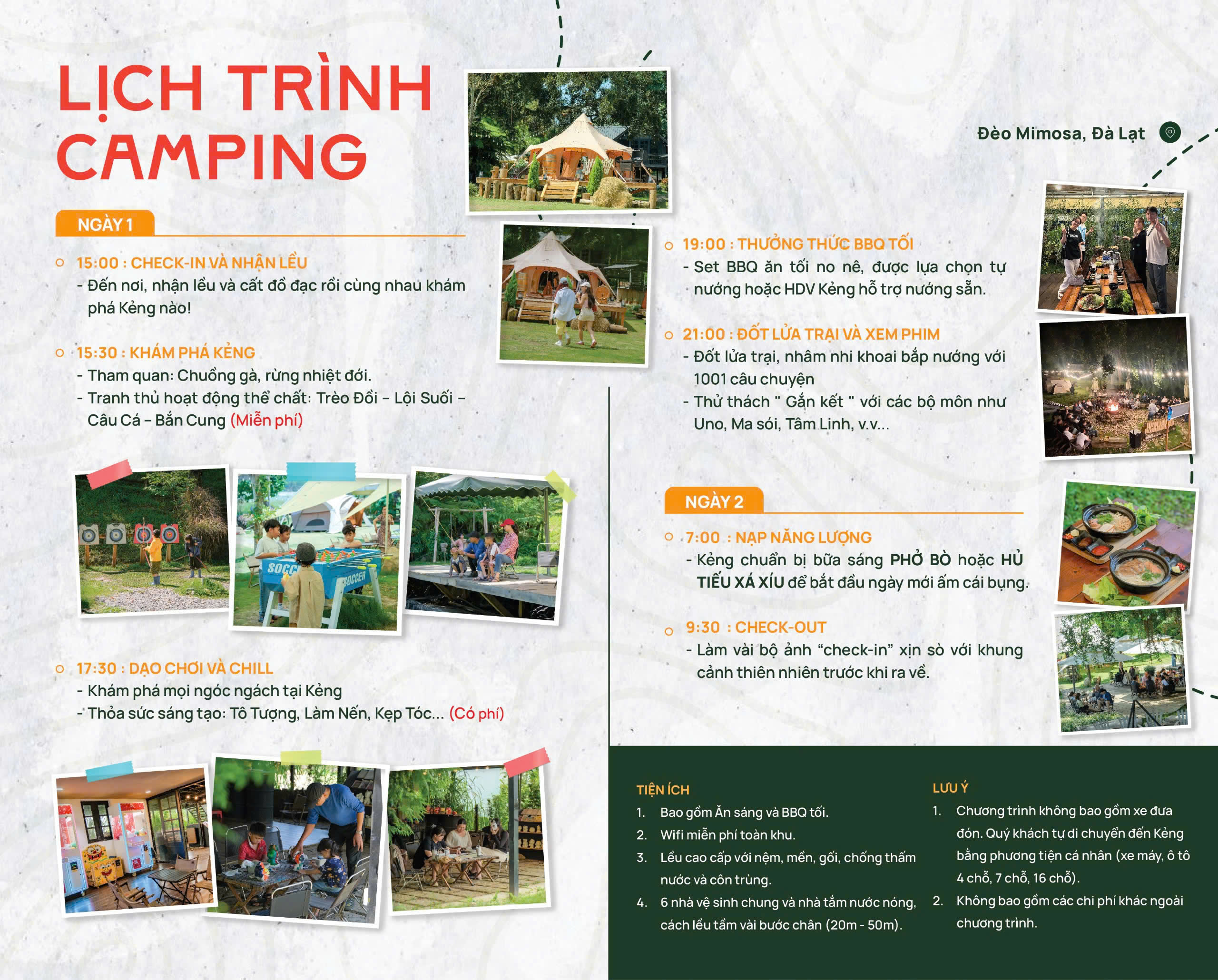 lịch trình camping kẻng