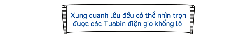 Xung quanh lều đều có thể nhìn trọn được các Tuabin điện gió khổng lồ 